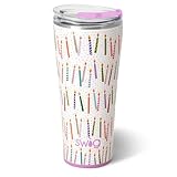 Swig Life Isolierter Trinkbecher, Reise-Kaffeebecher mit Deckel, Becherhalter, freundlicher Reise-Kaffeebecher, Edelstahl-Thermoskanne mit Deckel (Make a Wish)