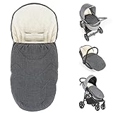 Zamboo Universal Fußsack für Babyschale, Kinderwagen Wanne und Buggy - 2in1 Winterfußsack und Sitzauflage aus kuscheligem Fleece, Baby Fusssack mit Tasche - Grau