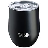 WINK Thermobecher 350ml aus Edelstahl – Auslaufsicher und BPA-frei – Isolierbecher für Kaffee, Tee und Kaltgetränke – Kaffeebecher To Go mit Deckel – Reisebecher für unterwegs - Schwarz