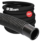 Kalitec 12m Formstabiler Poolschlauch 38mm Schwarz I Flexibler Schwimmbadschlauch I UV-stabil I Hochwertiger Poolpumpe Schlauch I Chlorbeständig