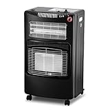 Hebitod Gasheizer 4200W, Gas-Elektro-Heizgerät, Elektroheizung, Infrarot Heizstrahler, Infrarot Keramikbrenner, Gasheizung für Innenräume, Gasheizofen für Gasflaschen bis 15kg