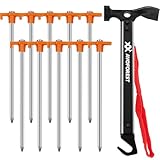 Camping Hammer mit 10 PCS Zelt Heringe,AVOFOREST Hammer aus Aluminium, Outdoor-campinghammer, Multifunktionaler Hammer für Zeltheringe mit Aufbewahrungstasche