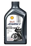 Shell Advance 4T Ultra 15W-50 1L | 100% synthetisches Öl für 4-Takt-Motoren | PurePlus-Technologie | API SN JASO MA2 | Maximale Sauberkeit und Schutz | Empfohlen von Ducati