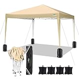 COBIZI Pavillon 3x3m Wasserdicht Pop Up Pavillon 3x3 faltbar Faltpavillon Gartenpavillon Partyzelt Faltzelt 3x3 höhenverstellbar Bierzelt mit 4 Sandsack（Khaki