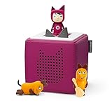 Toniebox Extrapack – Toniebox Starterset Beere mit Kreativtonie + 2 x Die Maus Hörfiguren, Audioplayer für Hörbücher und Lieder, kabellose Musikbox mit Die Maus Hörspiel