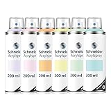 Schneider Paint-It 030 Acryllack Pastell Set (6 Dosen hochdeckende Sprühfarbe, UV-beständig, 6x 200 ml, Acrylspray für fast alle Untergründe) 6 verschiedene Pastellfarben, ML03060902