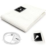 Erdungsmatte 90% Bio-Baumwolle und 10% Silberfaser, Magnetfeldmatte mit Erdungsanschlusskabel für Besseren Schlaf 90x203cm