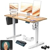 KESSER® Höhenverstellbarer Schreibtisch elektrisch 120cm x 60cm | Ergonomisch Steh-Sitz Schreibtisch | 3-Funktions-Memory Steuerung | Inkl. 360° Rollen & USB-Ladeanschluss Computertisch für Homeoffice