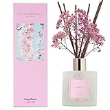 Cocorrína Raumduft Reed Diffuser mit 8 Duftstäbchen 200ml- Kirschblüte, Natürlich, Langanhaltend, Home Duft ätherisches Öl Reed Diffusor für Badezimmer Regal Dekoration