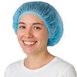 100 Stück Haarnetz küche - OP Haube aus Einwegstoff Weiß, Einweg Haarnetze für die Küche oder Zahnarzt, Hygienezubehör für die Medizin, OP Kopfhauben 52cm (Blau)
