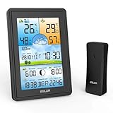 BALDR Funk-Wetterstation mit Außensensor | Farbdisplay | 3 Kanäle | Digitales Thermometer Hygrometer für Innen und Außen | Feuchtigkeit Wettervorhersage | Datum, Uhrzeit
