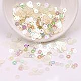 Duories 4000 Pailletten 4 mm Durchmesser,Stickerei Pailletten,Pailletten Basteln Set,Pailetten Kit Paietten Pailletten Basteln Lose Pailletten,für DIY Kunsthandwerk Herstellung,Nicht-gerade Weiss
