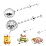 EUREKORA Teezange 2 Stück Teefilter mit Langem Griff Teeei Teaballs aus 304 Edelstahl Perfekt für losen Tee Gewürze auch Mehlsieb Kakaopulver
