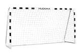 HUDORA Fussballtor Stadion - Tor für Kinder und Erwachsene - Fussball Tor 300 x 160 x 90 cm für Garten Outdoor - Weiß / Schwarz - 76909