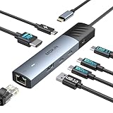 MOKIN USB C HUB, 7 in 1 USB C Adapter mit 4K@60HZ HDMI, Ethernet, 3*USB-C 3.1 Ports und 1*USB-A Datenanschlüsse, PD100W, RJ45, Multiport Adapter für MacBook Pro/Air, Surface, Dell XPS, HP, Thinkpad