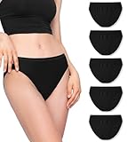 LAPASA Damen 5er Pack Funktionsunterwäsche Sportunterhose Outdoor Reiseunterwäsche Schnell trocknende Bikinislips L84, L, Schwarz
