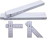 2 Stück Zollstöcke Zollstock 2 Meter mit 90°/180° Winkeleinrastung und Winkelskala (30°/45°/60°/75°/90°) - Adga 250 plus Markenzollstock 2m aus Buchenholz - weiß ohne Werbeaufdruck
