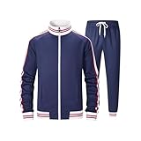 ZPB Herren Trainingsanzug Jogginganzug Sportanzug Fußball Sporthose Männer Hoodie Hose für Gym Tracksuit-Blue-XL