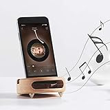 Mate2GO Handy Ständer mit natürlichem Schallverstärker aus Holz Schreibtisch Halterung Universal für iPhone, Samsung, Huawei - Dicke unter 12mm (Buchenholz)