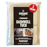 Schrader Premium Baumwolltuch - Poliertuch für alle Oberflächen, Möbel, Kleidung, Leder, Holz - cremefarben - 25x33cm - 3 Stück