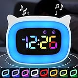 Kinderwecker, Wecker Digital Kinder Wecker für Kinder Wecker mit Licht Wecker Kinder Mädchen Jungen Kinder Wecker Mit Snooze Funktion mit Nachtlicht 18 Klingeltöne DualAlarms Snooze Modi 12/24 Stunden