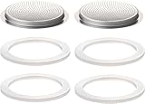 DITOSH 2 Stück Filter mit 4 Stück Silikondichtungen für Herdplatte, Espresso-Kaffeemaschine, Ersatzteile für Mokkakanne (Edelstahl, 12 Tassen)