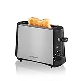 Cloer 3890 Single-Toaster, Minitoaster für 1 Toastscheibe, 600 W, 'Auftau-Funktion', Krümelschublade, Nachhebevorrichtung, mattiertes wärmeisoliertes Edelstahlgehäuse