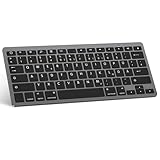OMOTON deutsche Bluetooth Tastatur für iPad 10.9/10.2/9.7, Air 6/5/4/3, Pro 13/12.9/11/10.5 und iPhone, QWERTZ Layout, Tragbare Kabellose, Space Grau