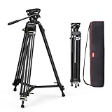 SMALLRIG Videostativ, 73-Zoll (186 cm) Heavy Duty Tripod Hochleistungs Stativ mit 360-Grad-Fluidkopf und Schnellwechselplatte für DSLR, Camcorder, Kameras, Belastbarkeit 8 kg - 3751