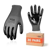 Vgo... 30Paar Herren-Sicherheits-Arbeitshandschuhe, beschichtete Gartenhandschuhe, Tauchhandschuhe, Lagerhandschuhe (grau, NT2110)