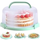 Kuchen Transportbox, Ohuhu Tortenglocke mit Deckeln und Tragegriff, Tragbarer Runder Tortentransportbox, Tortenbox für Kuchen, Kekse, Nüsse, Obst Geeignet für 10 inch Kuchen, Tolle Geschenke