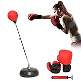 Mucola Standboxsack Erwachsene Boxsack inkl. Boxhandschuhe und Pumpe Boxbirne höhenverstellbar 90-127CM Punchingball Ständer Kickboxen Standboxball