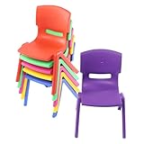 6 Stück Stapelbar Stuhl,6 Farb-Mix Kinderstuhl, Kunststoff-Klassenzimmerstühle für Kinder, Bis 100kg Belastbar, Lernstühle für Drinnen und Draußen, für Klassenzimmern, Kinderzimmern und Wohnungen