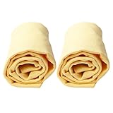 GSOIDJY 2 Stück 60 x 40 cm Fensterleder, Gelbe Trockentuch Ledertuch, Leder Tuch Auto Pflege, Autoleder für die Fahrzeugpflege, Reinigungstücher für Autowäsche Politur Fenster Spiegel