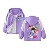 Generisch Huntrix KPop Softshelljacke Kinder, Wasserdicht Fleecejacke mit Anime Print, Übergangsjacke Atmungsaktiv Warm mit Reißverschluss für Jungen & Mädchen
