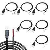 KARELLS USB Pigtail 6 Stück,2 adriges USB 2.0-Kabel,2-poliger blanker Draht mit offenem Ende,0,3 m langes USB Steckerkabel,USB Stecker Stromkabel,Verlängerungskabel,USB Stromladekabel,USB Ersatzkabel