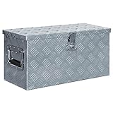 JUNZAI Aluminiumkiste, Staubox, Anhänger Kiste, Aluminiumbox, Koffer Box, werkzeugkasten, 61,5 x 26,5 x 30 cm Silbern