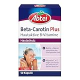 Abtei Beta-Carotin Plus - Für den Hautschutz - Mit hautaktiven B-Vitaminen - glutenfrei, laktosefrei - 50 Kapseln