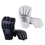 Qianly 2 Paar MMA Handschuhe, Boxhandschuhe, Halbfinger, Atmungsaktive Handschuhe, Fingerlose Kampfsport Taschenhandschuhe für Muay Thai Training, Erwachsene, Schwarz und weiß