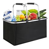 kühlkorb einkaufskorb 30L,Mit Reißverschluss isolierter, Faltbarer Picknickkorb,Klapprahmen aus Aluminiumlegierung mit Griff, gepolsterte Stützstange,für Picknicks im Freien, Einkaufen und Reisen