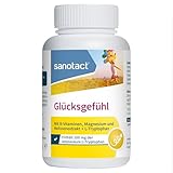 sanotact Glücksgefühl (90 Tabletten) - Natürlicher Stimmungsaufheller mit Zitronenmelisse, Vitamin B Komplex, L-Tryptophan & Magnesium