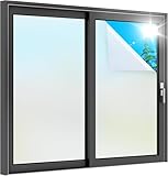 rabbitgoo Fensterfolie Milchglasfolie Blickdicht Sichtschutzfolie Matt 44,5x200cm mit Gitterdesign für Bad Büro Wohnzimmer UV Schutz Blickschutz Sichtschutz Selbsthaftend Selbstklebend Scheibenfolie