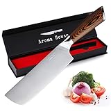 Aroma House Nakiri Messer Kochmesser Profi Küchenmesser Nakirimesser scharf 7 Zoll Hackmesser, Deutscher Edelstahl mit hohem Kohlenstoffgehalt Extra Scharfe Messerklinge für Küche & Restaurant