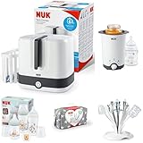 Bundle of NUK Vario Express Flaschensterilisator, NUK Thermo 3in1 Babyflaschenwärmer, NUK MultiDry Trockenständer, NUK Babypflege Welcome Set und NUK Perfect Match Babyflaschenset 4 Stück