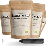 Cupplement - 4 Beutel Schwarz Maca Pulver 100 Gramm - Bio - Kostenloser Aufschäumer - Black Maca - Keine Kapseln oder Tabletten - Testosteron - Superfood