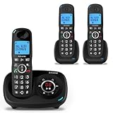 Alcatel XL595 Voice Trio schnurloses Großtastentelefon mit DREI Mobilteilen und Anrufbeantworter extra großes Festnetztelefon für zuhause mit Anrufschutz