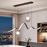 ModerneLED Pendelleuchte Esszimmerlampe,3000k-6000k Dimmbar Hängeleuchte,10%-100% Helligkeitsstellung Hängelampe mit Fernbedienung,35w Pendellampe Höhenverstellbar Esstischlampe schwarz 100cm
