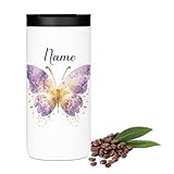 GRAZDesign Kaffeebecher personalisiert mit Namen - Schmetterling - Geschenk beste Freundin, Mama, Oma, Chefin, Kollegin, Edelstahl 400ml