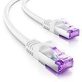 deleyCON 1m CAT7 Netzwerkkabel - 10 Gigabit - RJ45 Patchkabel Ethernet Kabel (Kupfer, SFTP PiMF Schirmung) - für Highspeed LAN DSL Switch Modem Router Patchpanel CAT7 CAT6 CAT5 - Weiß