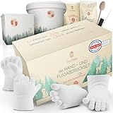 SOULBABY® Gipsabdruck Baby Hand und Fuß [4 Abdrücke] I 100% Made in Germany I Babyabdruck Set inkl. 2 Behälter zum Abformen I Fußabdruck & Handabdruck Baby mit Verpackung für Geschenk zur Geburt